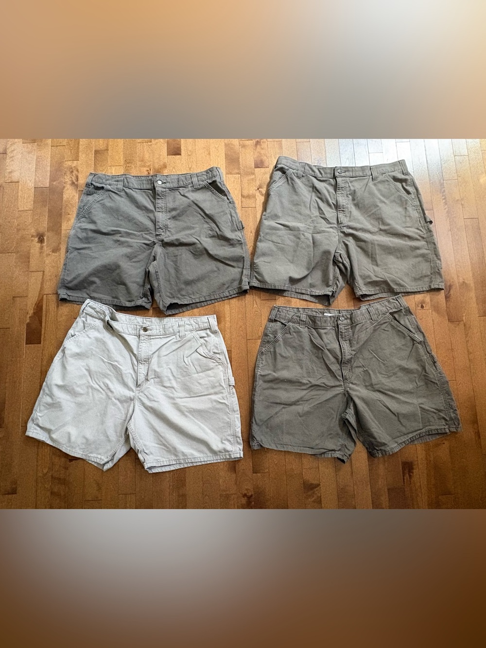 Lot of 4 Carhartt Men's B144 Canvas Carpenter Work Shorts - Size 42 (LBR / TAN)
